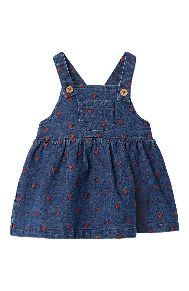 Liva Dress Denim Heart Embroidery - Dark Blue