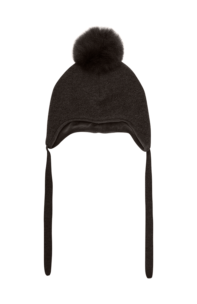 Bonnet Wool Alpaca Pompom - Dark Brown Melange HUTTEliHUT ytterkläder
