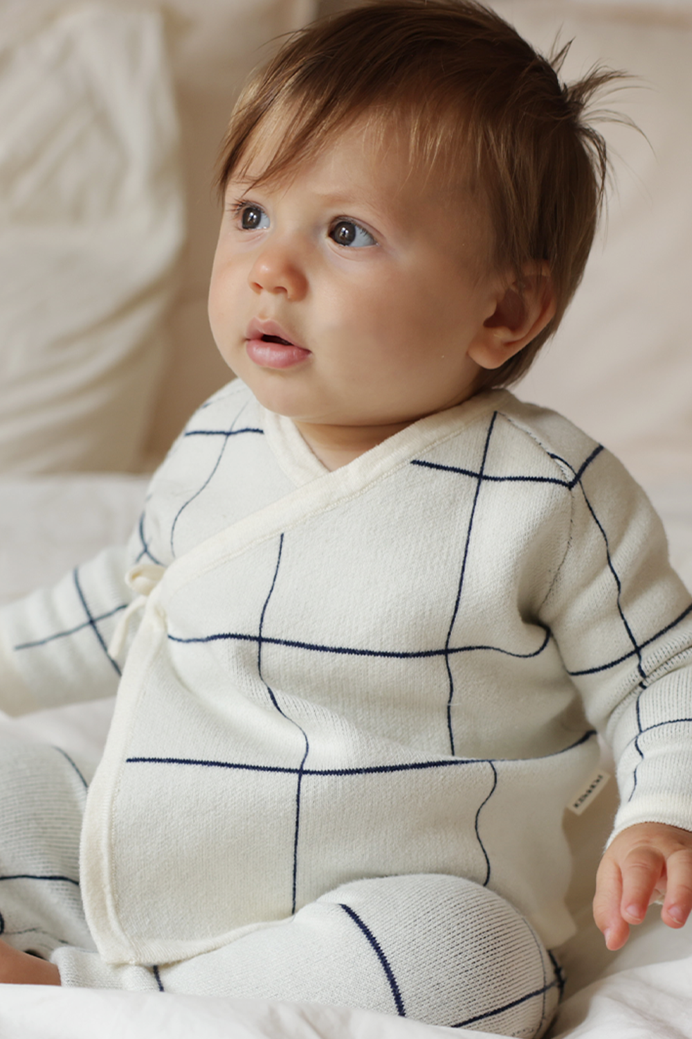 Wrap Cardigan - Navy/Cream Poppedi Cardigan