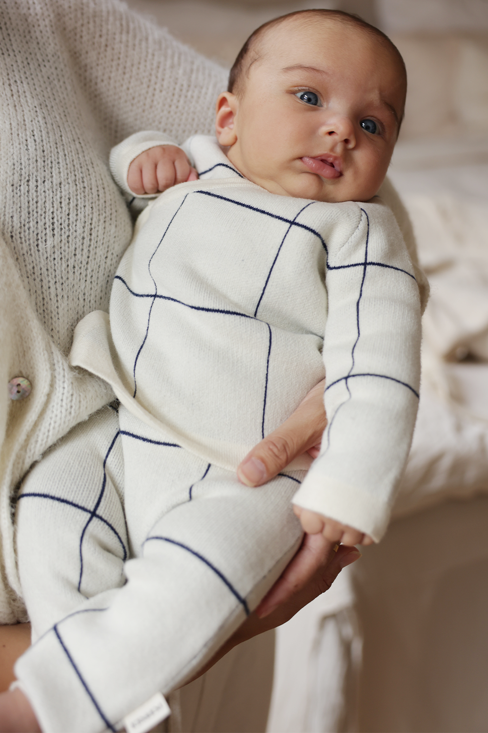 Wrap Cardigan - Navy/Cream Poppedi Cardigan