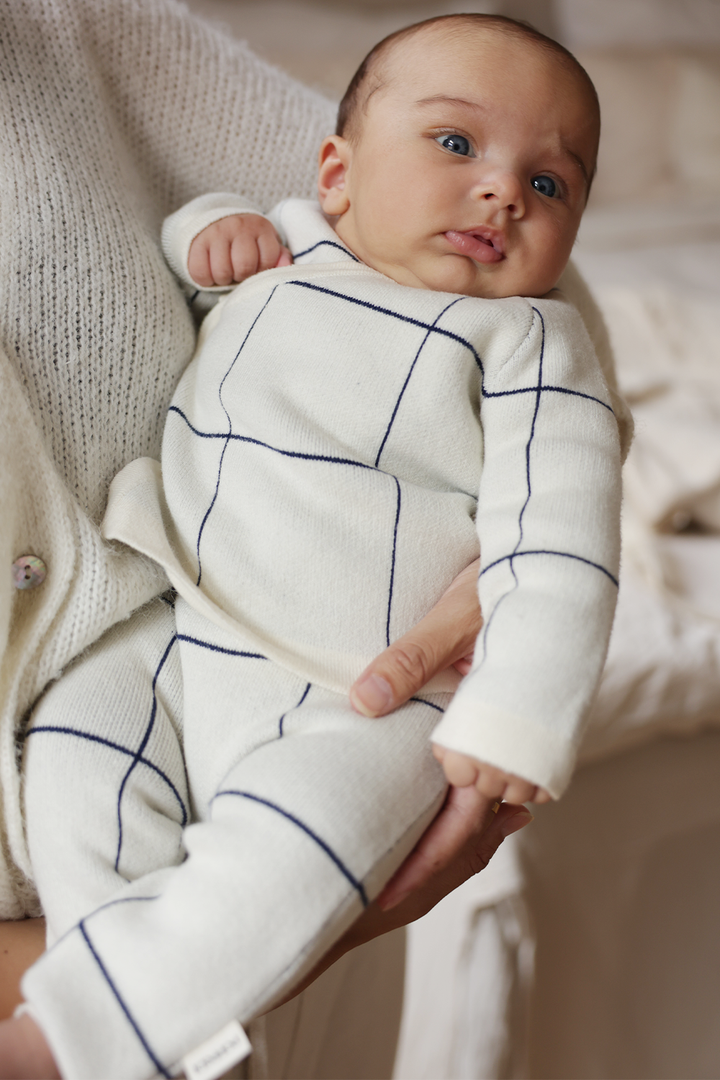 Wrap Cardigan - Navy/Cream Poppedi Cardigan