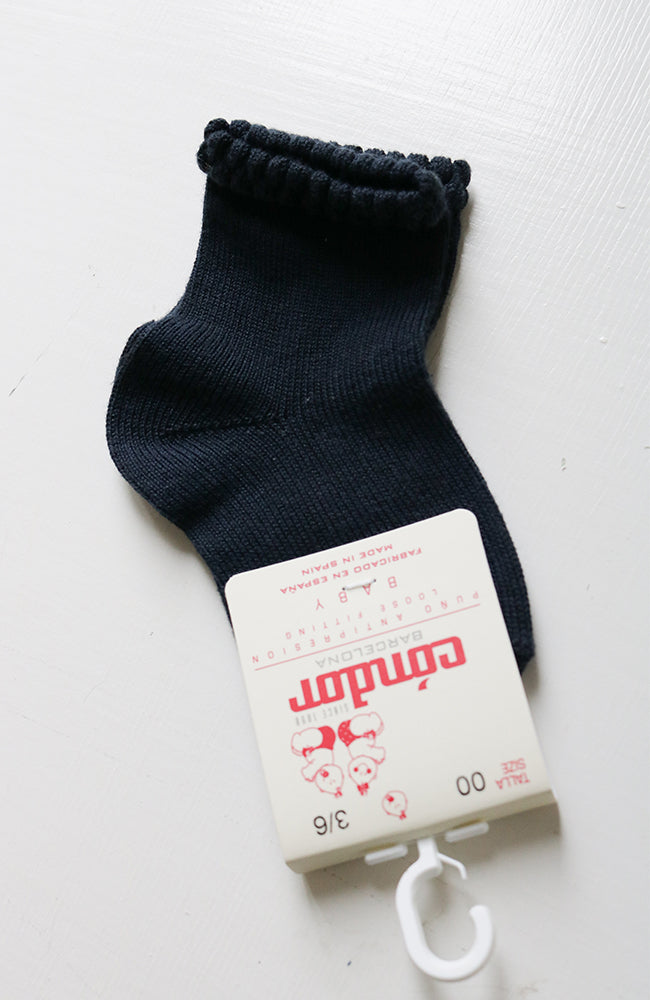 Short Socks w/ Patterned Cuff - Navy Blue Condor Strumpor