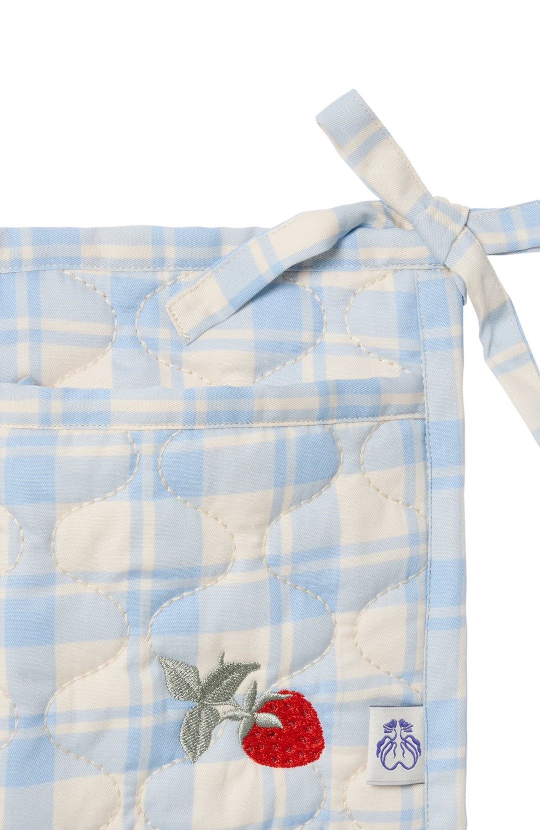 Quiltad Sängficka - Plaid Sky Blue