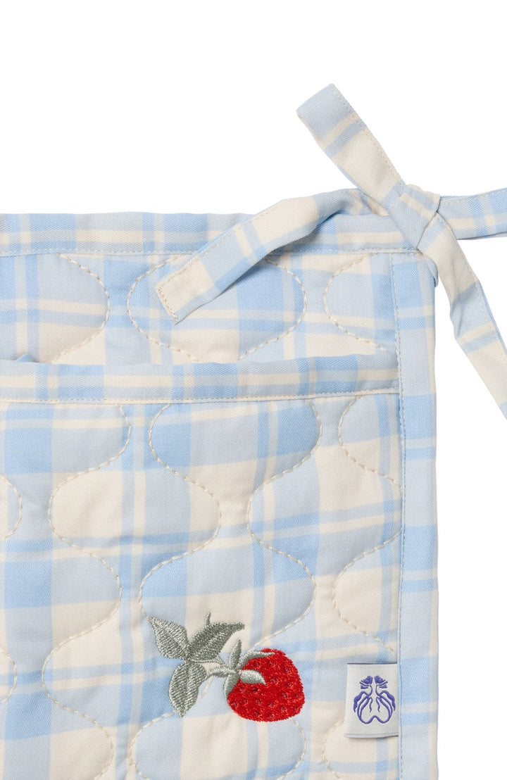 Quiltad Sängficka - Plaid Sky Blue