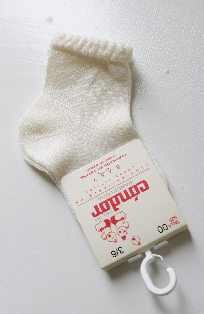 Short Socks w/ Patterned Cuff - Cream Condor Strumpor