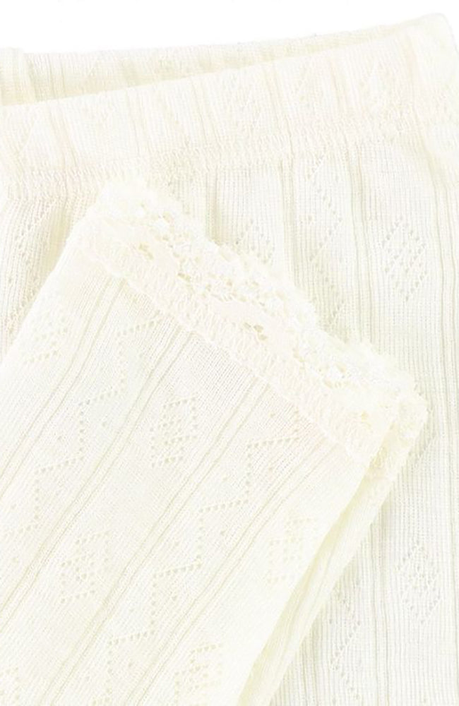 Ull/Silk Leggings w/ Lace - Nature white