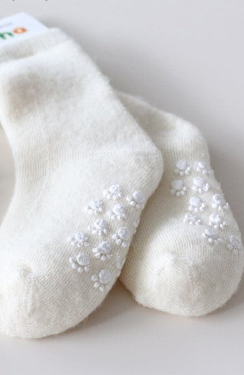 Wool Socks w.anti-slip - Off White