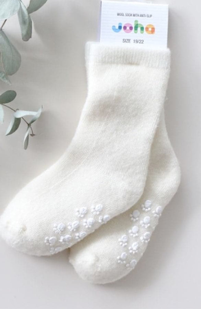 Wool Socks w.anti-slip - Off White Joha Skor